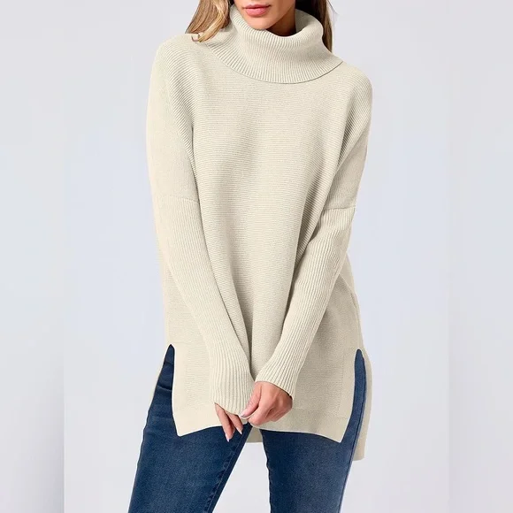 Chic Cream Turtleneck Sweater - Picture 2 of 2